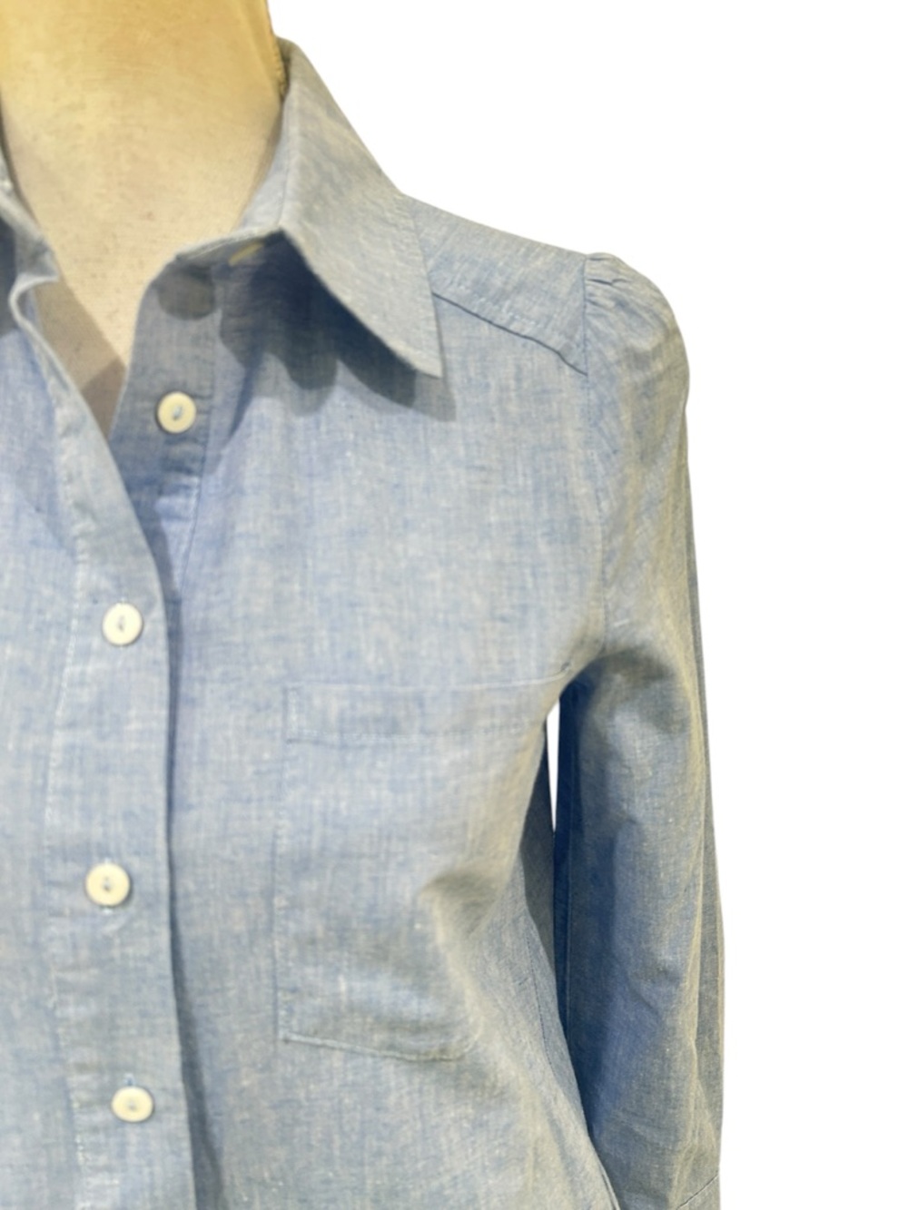 Tuckernuck Callahan Light Blue chambray Long-Sleeve Shirt Dress ruffle hem xs - Picture 11 of 15